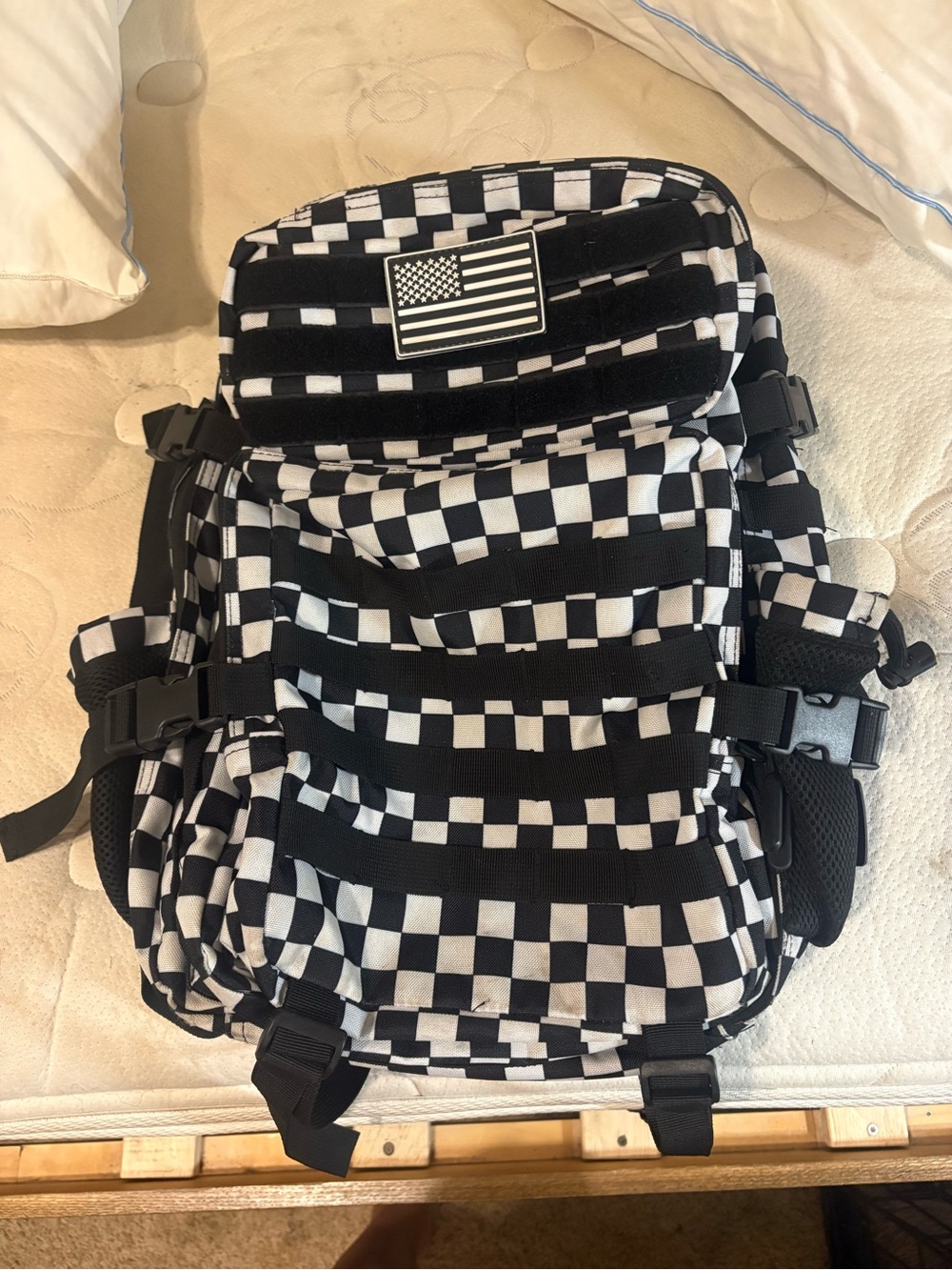 Black & White Checkered Tactical Backpack
